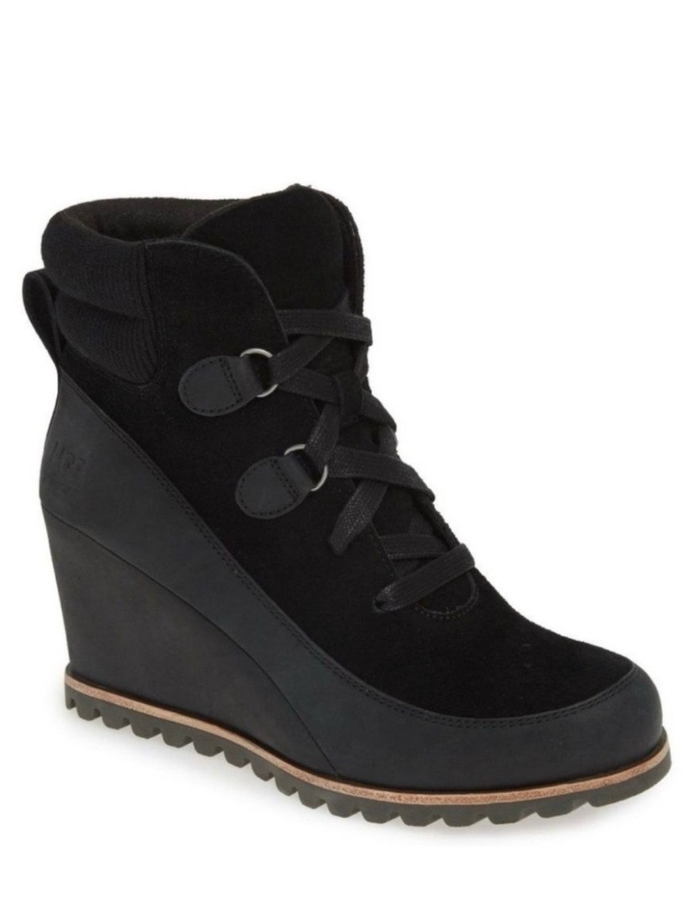 UGG Kriston Waterproof Bootie Suede Leather Black Wedge